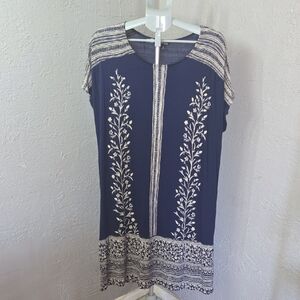 Lucky Brand Navy Sheath Dress Boho Hippie Floral